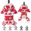 Thermal Coral Fleece Christmas Dog Pajamas Onesie for Small Medium Large Dogs, Reindeer Print Winter Dog Clothes Hooded Jumpsuit