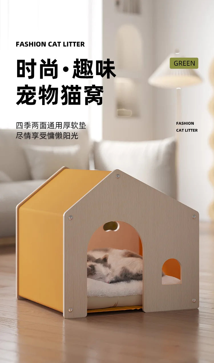 Factory straight hair, high-grade wooden cat litter, kennel, delivery room, universal in all seasons, environmentally friendly