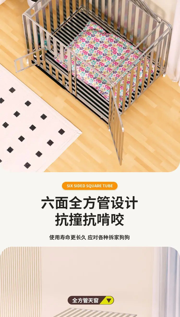 Full Square Tube Dog Cage Medium Large Dog Indoor and Outdoor Toilet Small Dog Labrador Golden Retriever Pet