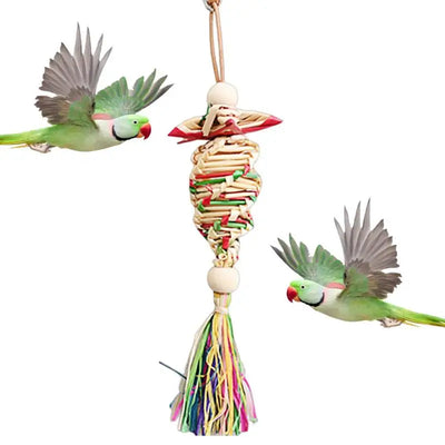 Parrot Foraging Toy Bird Perch Toys With Shredding Foraging Bird Shredded Paper Cage Accessories For Cockatiel Lovebird