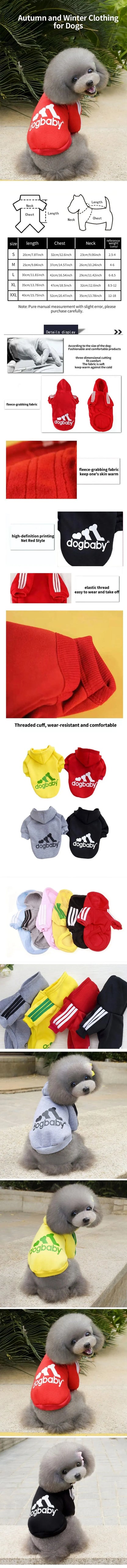 1 Piece Autumn and Winter Small Dog Cat VIP Teddy Pet Clothes Hooded Fleece Sports Two Legs Hoodie