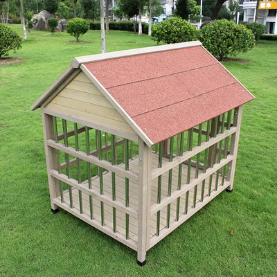 Outdoor Waterproof Solid Wood Stainless Steel Anti-corrosion Kennel Rainproof Large Dog House Golden Retriever Kennel Small Hous
