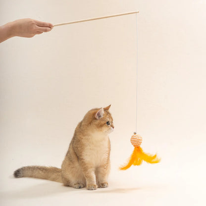 Cat Toy Cat Teaser Sticks Paper Rope Ball Tease Cat Stick Cat Interactive Toy Pet Toy Replace Head Cat Supplies Tease Cat Ball.