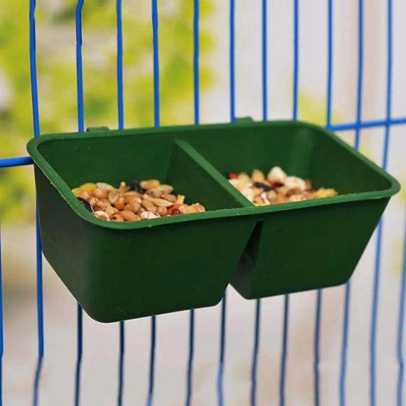 Bird Feeder For Cage 2 In 1 Parrot Cage Food And Water Bowl Double Groove Bird Food Bowl For Cage For Hold Food Water Universal