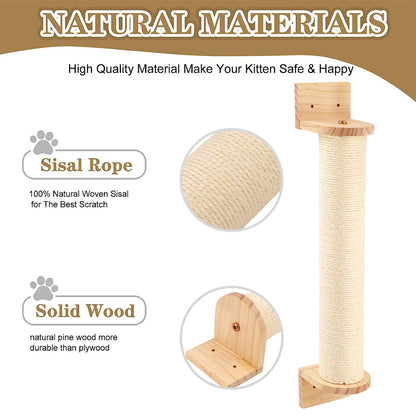 Cat Wooden Furniture Cat Scrapers Hammock Platform and Extended Scratching Post for Cat Health and Play Indoors Cat Tree Tower