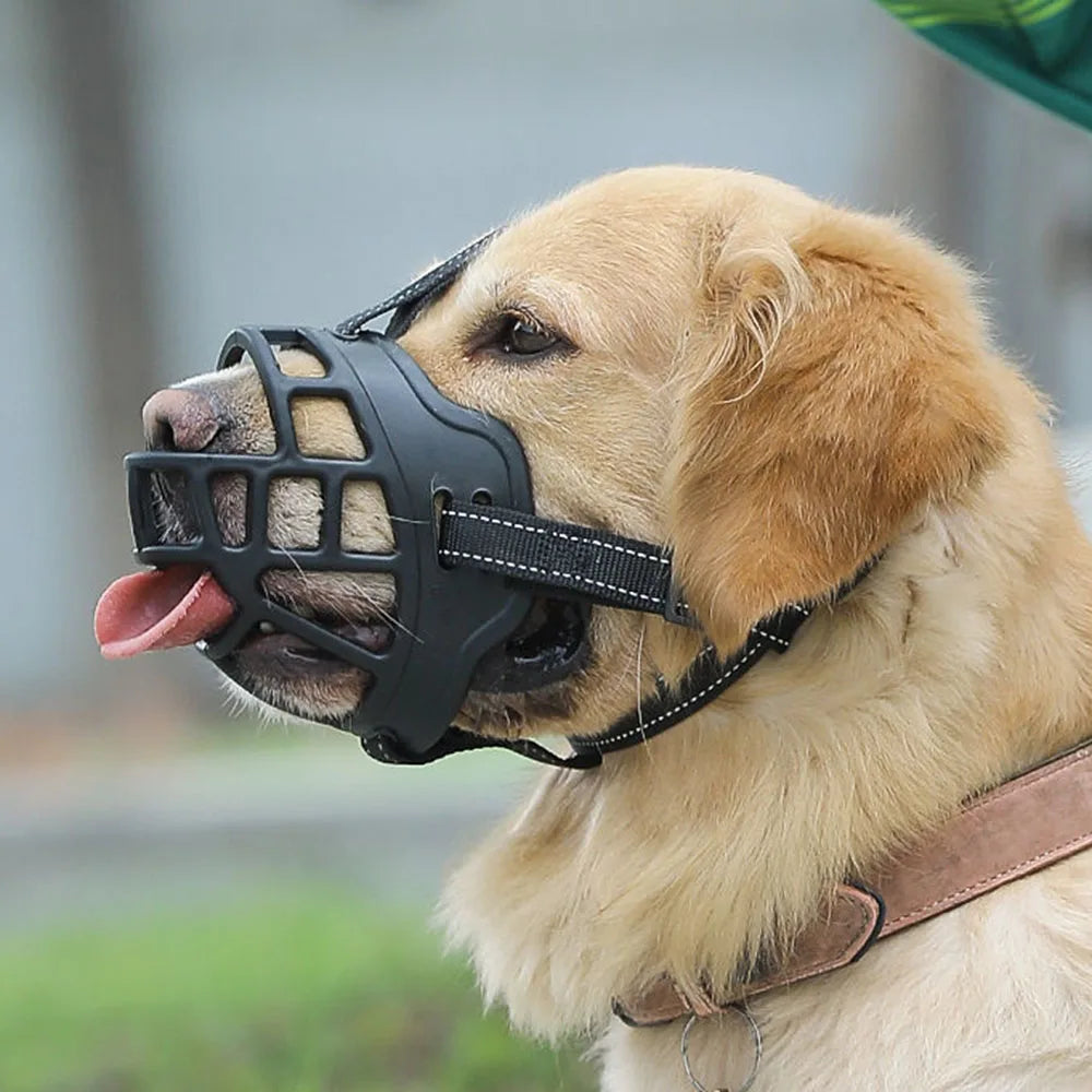 Adjustable Dog Muzzle Soft Silicone Breathable Strong Basket Small Medium Large X-Large Dogs Mouth Muzzles Lightweight & Durable