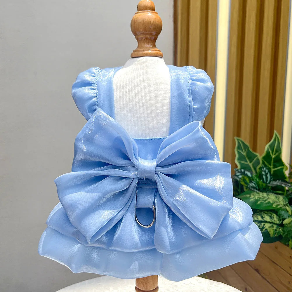 Big Bow Pet Wedding Dress with Buckle Luxury Dog Full Dresses for Small Dogs Pomeranian Poodle Puppy Cat Skirt mascotas Clothes