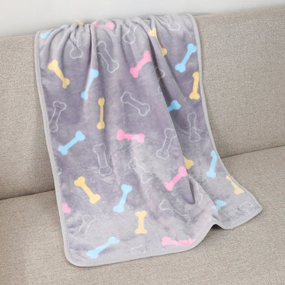 Pet Blanket Dog Puppy Blanket Paw Print Fleece Blanket for Small Medium Large Pet Dog Cat Warm Soft Sleep Mat Doggy Bed Blanket