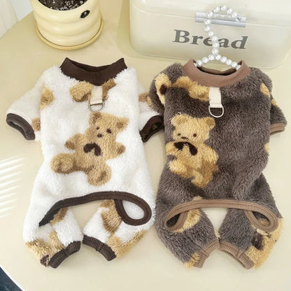 Winter Warm Fleece Dog Jumpsuit Pet Dog Clothes for Small Dogs Autumn Four Legs Pajamas Plush Dog Coat Chihuahua Poodle Costumes
