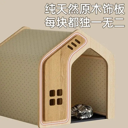 Solid wood cat nest Four seasons universal kennel Winter warm cat house dog house pet dog villa outdoor wooden house indoor