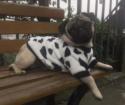 Warm Pet Clothing for Winter Soft Coral Fleece Dog Hoodies Cute Printed Puppy Small Dog Sweater French Bulldog Coat Cats Clothes
