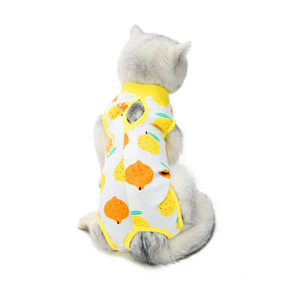 Cat Recovery Suit Kitten Suit E-Collar Alternative for Cats Puppies Small Dogs Abdominal Skin Anti Licking Pajamas Pet Clothing