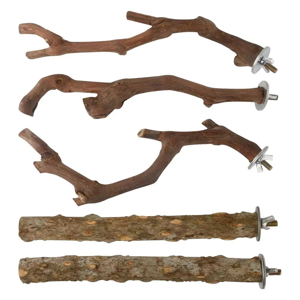 Parrot Perch 5PCS Natural Wooden Cockatiel Perch Exercise Training Branches Parrot Stand Cage Accessories For Small Or Medium