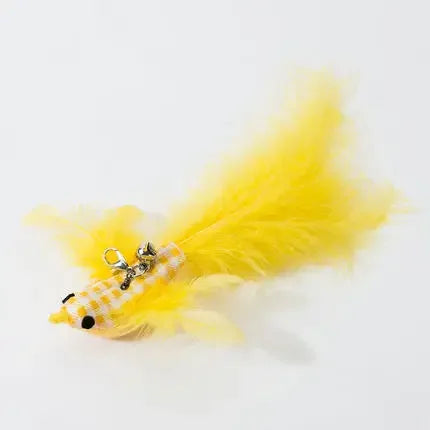 Funny Cat Stick Toy Furry Feather with Bell Cat Stick Toy Kitten Playing Pet Accessories Worm on A String Cat Toys Interactive