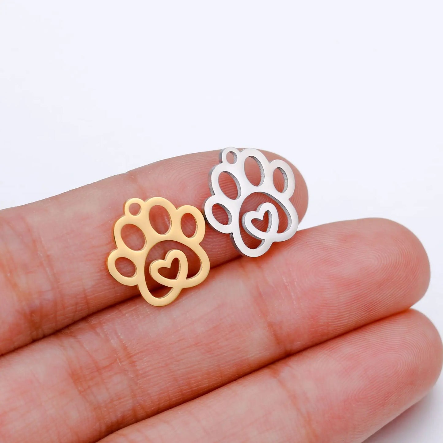 5Pcs/Lot Stainless Steel Cat Dog Claw Charms Cute Animal Claw Love Pendant For DIY Bracelet Necklaces Jewelry Making Accessories