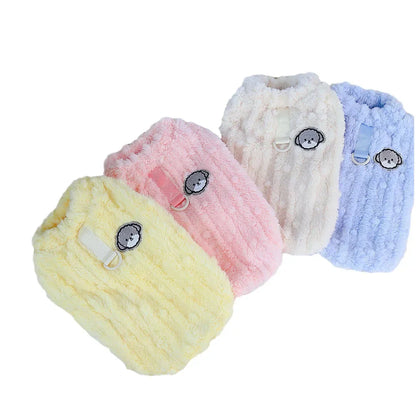 Winter Pet Clothes Warm Coral Fleece Dog Vest Pullover Jacket Puppy Dog Sweater with D Ring for Small Medium Dogs Cats Costume