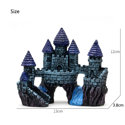 Resin Artificial Fish Tank Ancient Castle Decoration Aquarium Rock Cave Building Decoration Aquatic Landscaping Ornament Decor