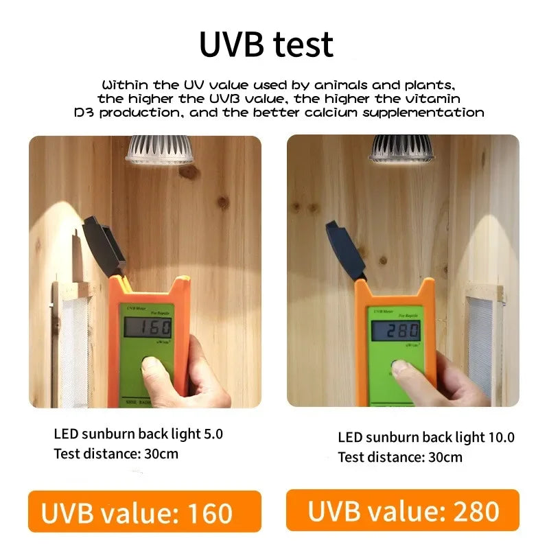 Reptile UVA UVB LED Light Turtle Sunbathe Heat Lamp Full Spectrum 5.0 10.0 Sun Lamp Sunbathe Heat Lamp for Lizard Reptiles