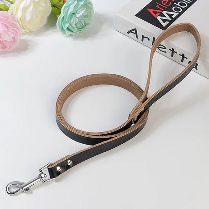 Adjustable Dog Collars Genuine Leather Pet Dog Collar Leash Lead For Small Medium Large Dogs Bulldog Pugs Beagle Dogs Supplies