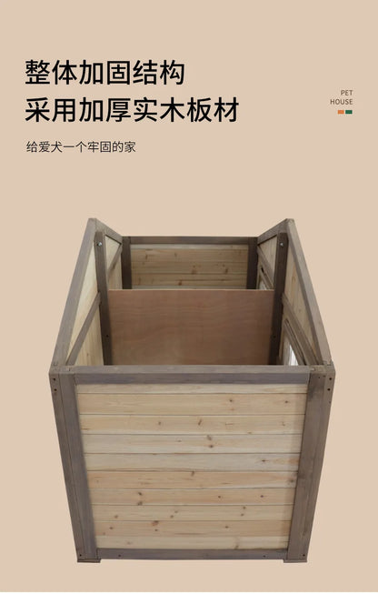 Solid wood dog house dog villa wooden kennel waterproof and rainproof outdoor large kennel dog house type pet