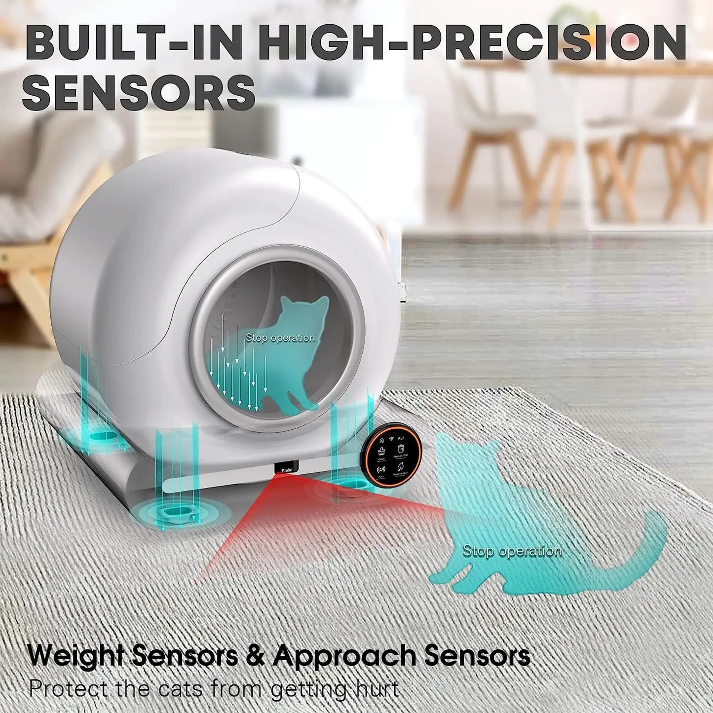 Automatic cleaning cat litter box, ultra-safe protection automatic cat litter box, APP control/lower entrance/large capacity cat