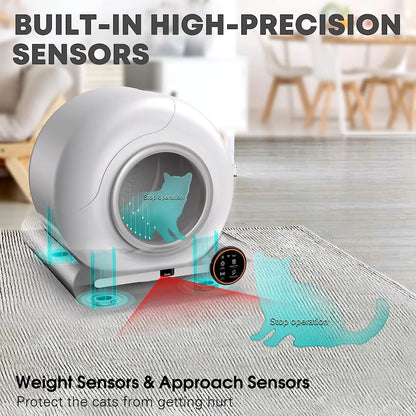 Automatic cleaning cat litter box, ultra-safe protection automatic cat litter box, APP control/lower entrance/large capacity cat