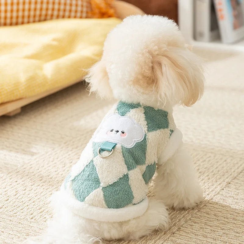 Fleece Dog Clothes Winter Pet Dog Warm Vest Cute Plaid Puppy Coat Girls Dog Costume Chihuahua French Bulldog Bichon Dog Clothing