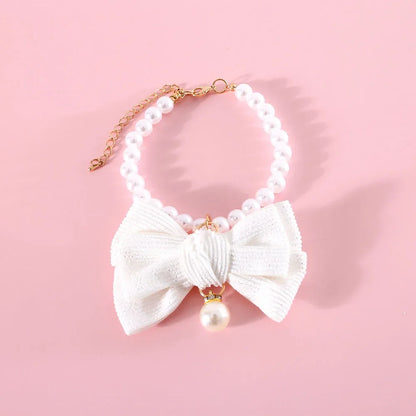 Dog Pearls Necklace Jewelry for Small Dog Puppy Cat Wedding Collar Chihuahua Yorkie Girl Pet Clothes Costume Outfits Accessories