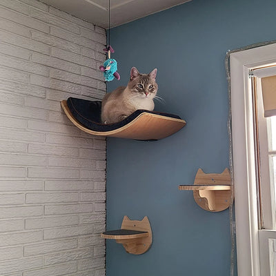 1 Piece Wall Mounted Cat Climbing Shelf Cat Hammock or Platform with Scratching Post for Kitten Playing and Sleeping