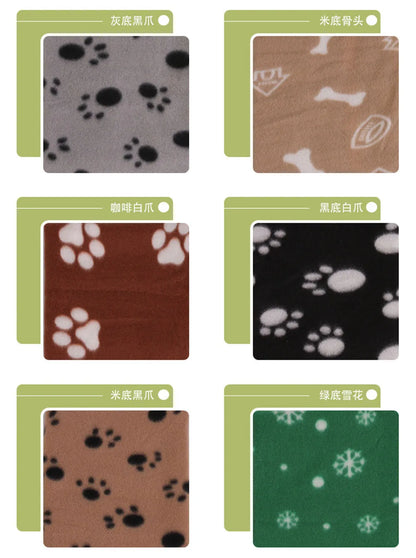Pet Blanket Super Soft Dog Blanket with Cute Paw Print Warm Puppy Blanket Mat Bed Cover for Large Dogs Kitten Cat Small Animals