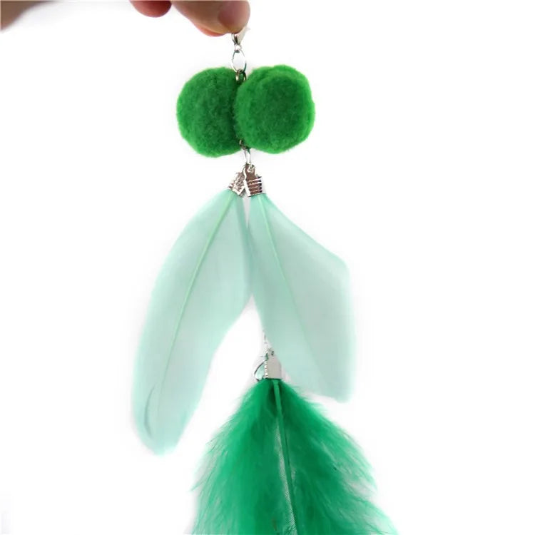 Cat Toy Cat Teaser Sticks Dragonfly Shaped Replacement Head Teaser Cat Stick Fairy Feather Bell Multi-color Optional Cat Toys