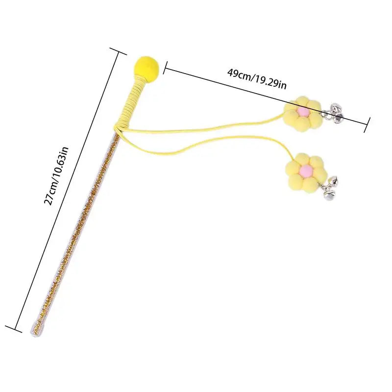 Cat Teaser Wand Kitten Stick Toy Cat Fishing Pole Toy Cat Teaser Toy With Bell And Chrysanthemum Pendant Promotes Cat Exercise
