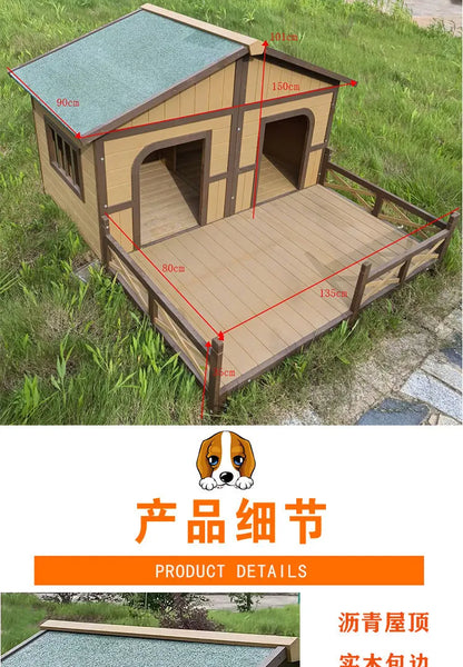Solid wood dog house outdoor rainproof outdoor courtyard pet general   house large dog wooden dog cage wholesale