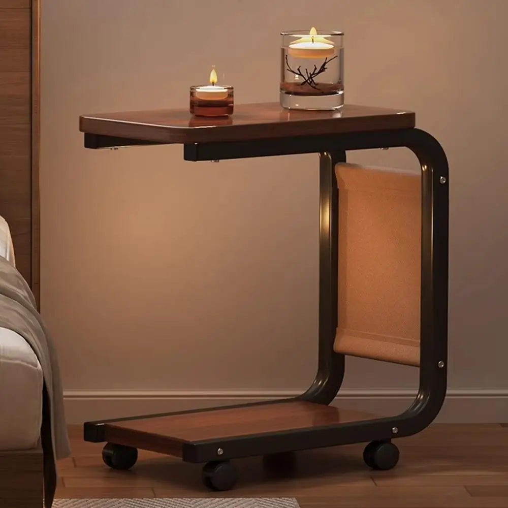 End Table C Shape Small Side Table For Living Room Double Layer Movable Side Table For Sofas Living Rooms Bedside Areas Small