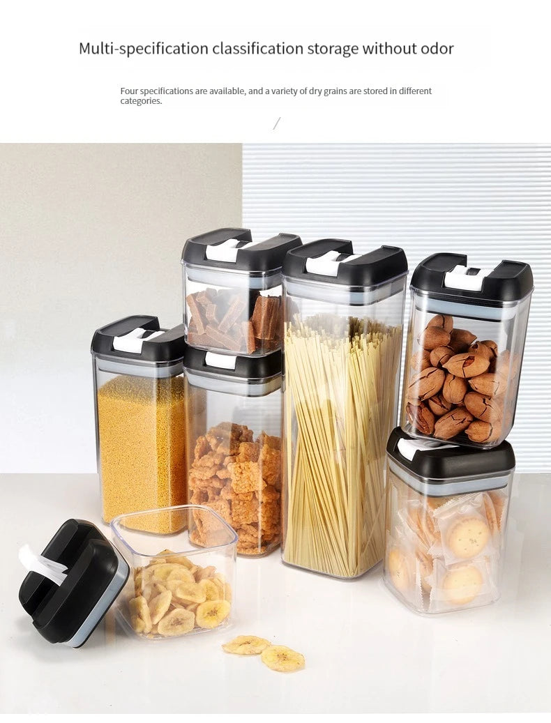 7pcs/set Food Storage Containers Plastic with Lids Kitchen Storage for Rice Sugar Flour Pasta Cereal Storage Containers