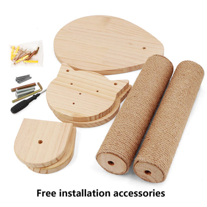Cat Wall Furniture Scratching Post Cat Hammock with Wooden Structure Cat Ladder for Kitten Cat Tree Tower for Cat Play and Relax