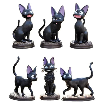 6pcs/set Cartoon Black Cat Jiji Gigi Figure PVC Action Toy Doll Model Set Black Cat Hayao Miyazaki Figure Toy kids birthday gift