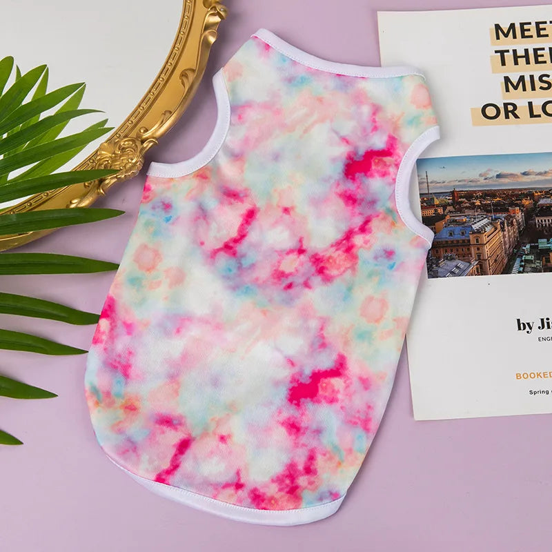 Summer Cute Print Pet Vest Cartoon Dog Clothes Breathable Kitten Clothes Sleeveless Yorkshire Clothing Puppy T-Shirt Pet Apparel