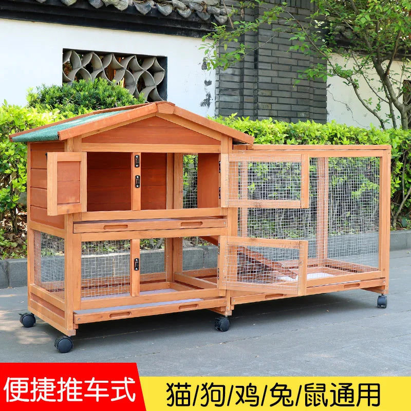 Courtyard Pet Cat Puppy Cage Small Dog Indoor Totoro Rutin Chicken Rabbit Cage Balcony Movable Villa Home