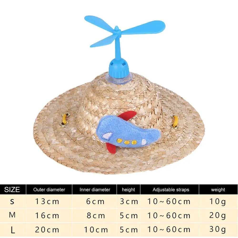 Hats for Cats Cute Woven Caps with Propeller for Dogs Puppy Sun Bucket Caps Small Dog Sombrero Hat Mexican Party Photo Prop