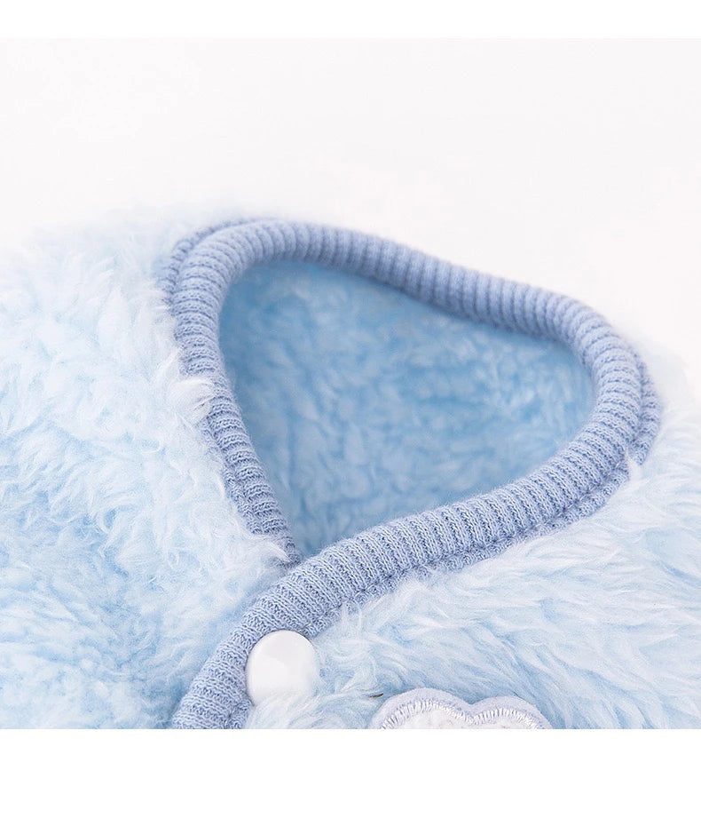 Solid Pink Fluffy Pet Dog Winter Clothes Flower Decorate Breathable Warm Cat Overalls Unisex Yorkshire Autumn Small Puppy Vests
