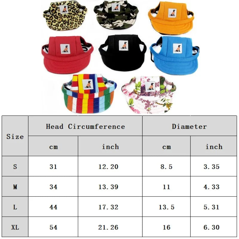 Adjustable Baseball Cap with Ear Holes for Large Medium and Small Dogs Summer Dog Cap Puppy Sun Hat Outdoor Hiking Pet Products