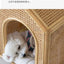 House Pet Bed Roof Kennel Rattan Cat Cat Bed Kitten Puppy Handmade Rattan Bed ins Korean Natural Rattan