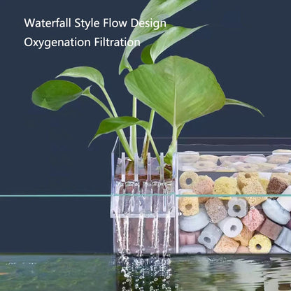 Fish Tank External Filter Box Acrylic Filter Dry and Wet Separation 4 in 1 Small Silent External Suspend Aquarium Drip Overflow