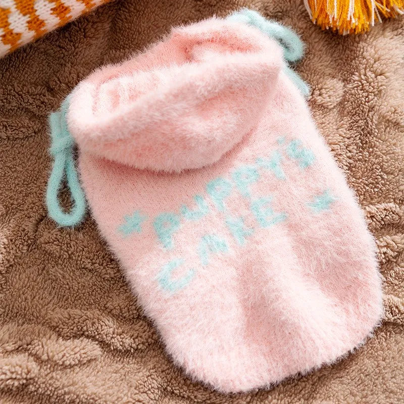 Cute Pet Dog Sweater Winter Dog Warm Clothes Palid Puppy Coat Chihuahua Bichon Yorkie Clothing Sweaters and Hat Set Dog Costume