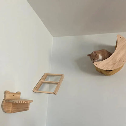 1 Piece Cat Wall Mounted Shelves Climbing Ladder Steps and Jumping Platform with Scratching Post for Grinding Claw and Playing