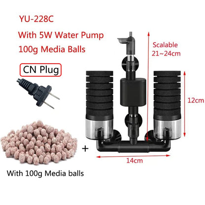 Aquarium Filter With Water Pump For Fish Tank Air Pump Skimmer Biochemical Sponge Filter Aquarium Bio Filters Filtro Aquario