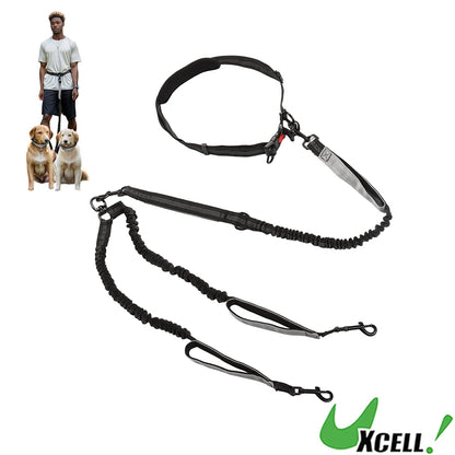 UXCELL Fashion Dog Leash for Two Large Dog Up to 330 Ib 6.6-7.6FT Long Hands Free Waist Leash for Dog Walking Dog Leads