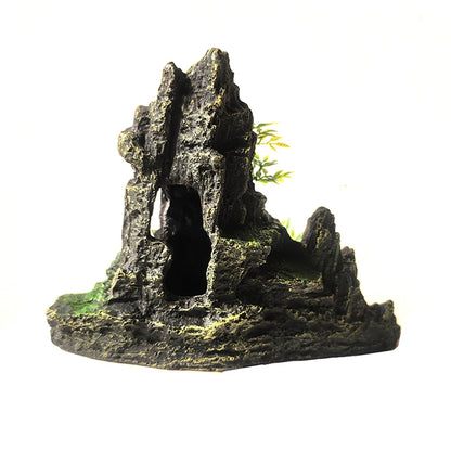 Resin Aquarium Rockery Mountain Decoration Artificial View Rock Cave Stone Tree Fish Tank Ornament Pet Supplies Home Decor
