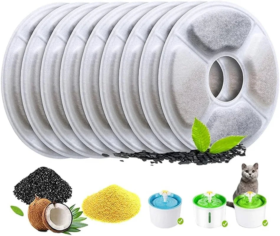 Replacement Activated Carbon Filter for Cat and Dog Water Fountains Flower Shape Round Dispenser Pet Water Fountain Filters
